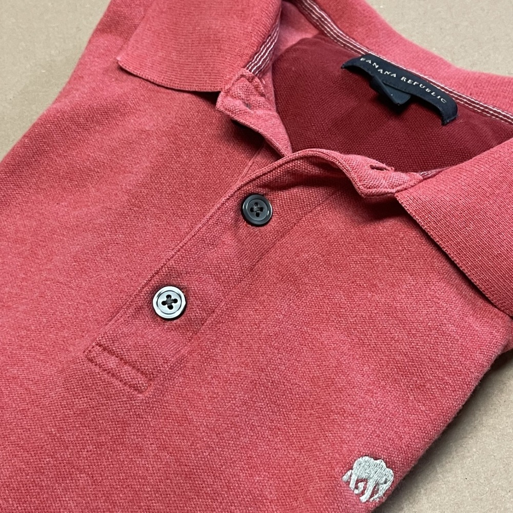 Banana Republic Men's Medium Red Stretch Pique Polo Preppy Golf Embroidered Logo - Picture 12 of 12
